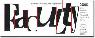 Mailer for Radford University art faculty exhibit 