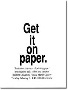 Ads for paper talk, gallery exhibits and UMI research collections 