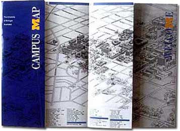 Campus map for the main and north campus of The University of Michigan 
