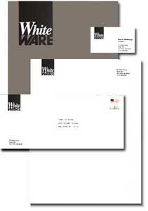 Logo, letterhead identity package and brochure folder for David Whitehouse, WhiteWare Software, Ann Arbor, MI 