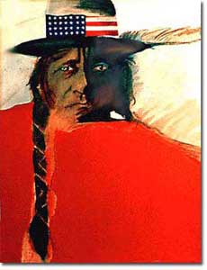 Cut paper and pastel illustration for the Native American 