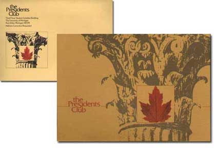 Illustration and design for envelope and invitation to fall president's club events at The University of Michigan 