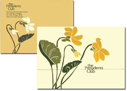 Illustration and design for invitation to Presidents club events at The University of Michigan 