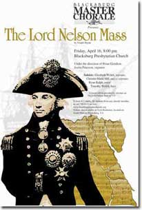 poster for Blacksburg Master Chorale lord Nelson Mass
