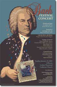 Posters for Bach concert at Virginia Tech, Blacksburg, VA